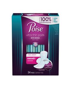 Poise Ultra Thin Pad w/Wings, Maximum