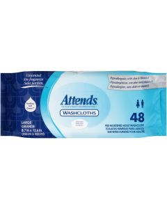 Attends Washcloths, Unscented - 12/case