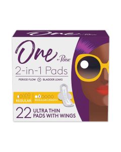 One by Poise, Ultra Thin Pad w/Wings Reg Length
