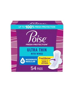 Poise Ultra Thin Pad w/Wings, Moderate Regular