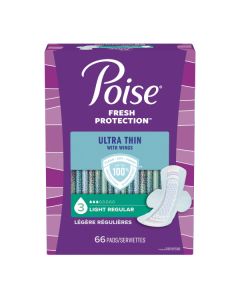 Poise Ultra Thin Pad w/Wings, Light
