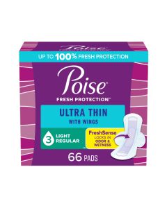 Poise Ultra Thin Pad w/Wings, Light