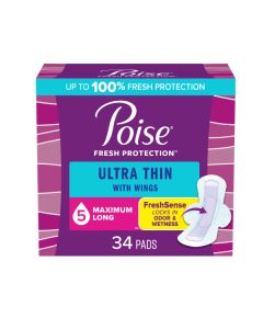 Poise Ultra Thin Pad w/Wings, Maximum Long