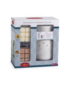 Fragrance Warmer Gift Set White Hobnail