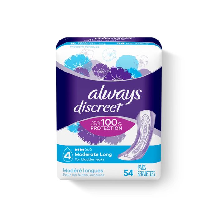 Always Discreet, Moderate Absorbency, Long Pads