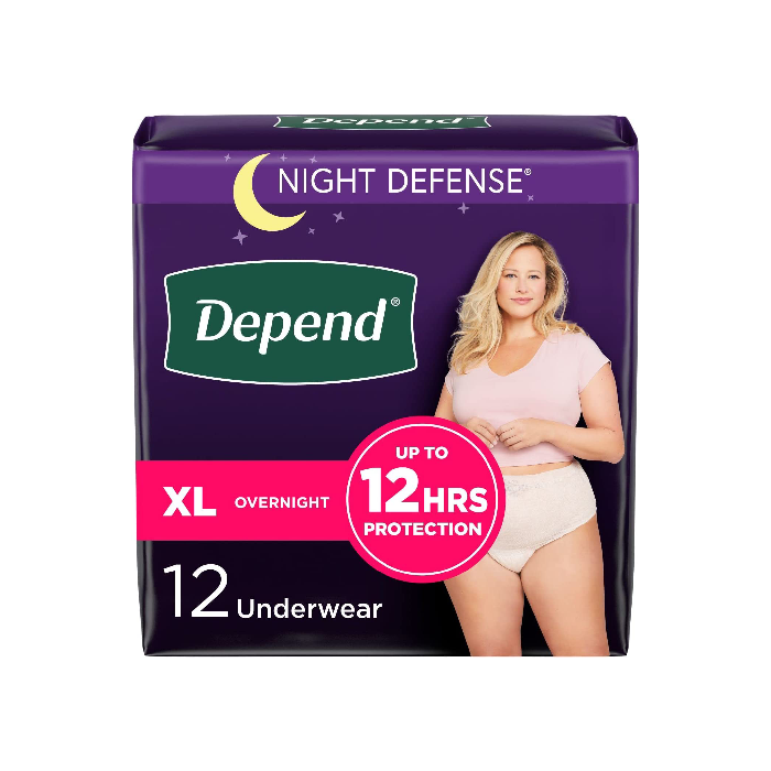 Depend Night Defense Adult Incontinence Underwear for Men, Overnight, L,  Grey, 14Ct 