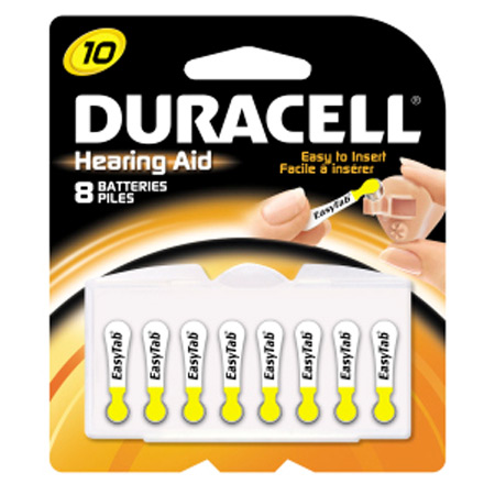 Duracell EasyTab Hearing Aid Battery, Yellow 8/Pk, Size 10 photo