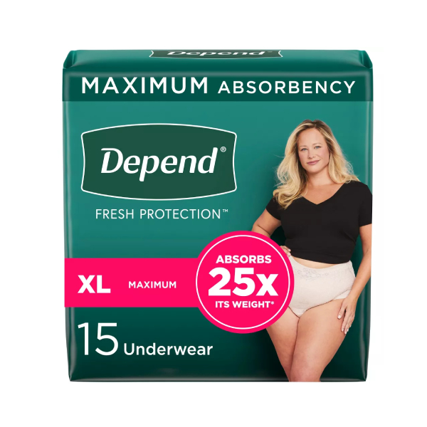 Depend Maximum Underwear for Women, X-Large - 30/case photo