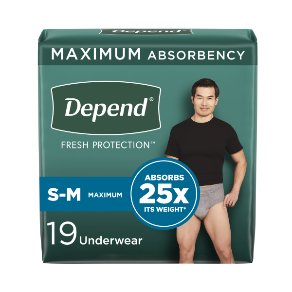 Depend Maximum Underwear for Men, Small/Medium, 152/case