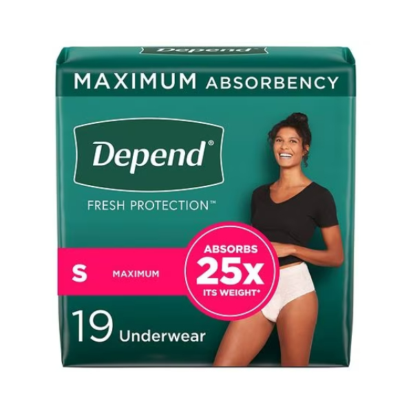 Depend Maximum Underwear for Women, Small - 19/bag photo