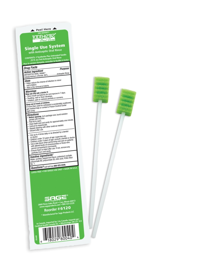 Toothette Plus Swabs with Mouthwash, 50/case (Toothettes) photo