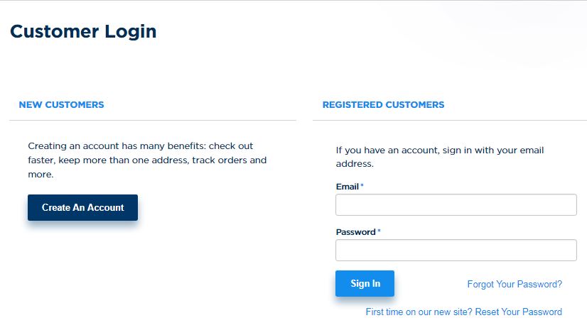 customer login and resetting password