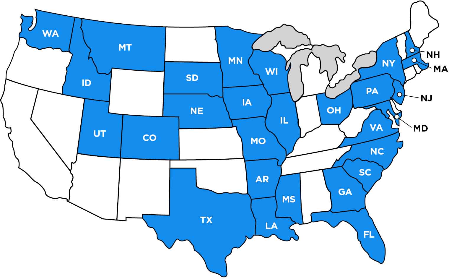 HDIS Medicaid States - Map